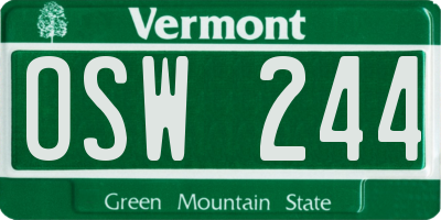 VT license plate OSW244