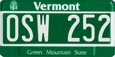 VT license plate OSW252