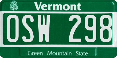 VT license plate OSW298