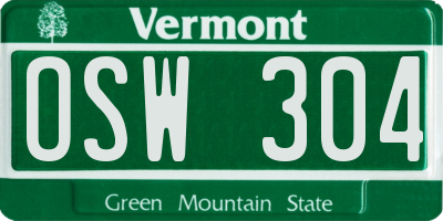 VT license plate OSW304