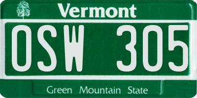 VT license plate OSW305