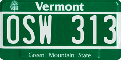 VT license plate OSW313