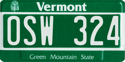 VT license plate OSW324