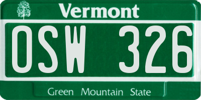 VT license plate OSW326