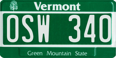 VT license plate OSW340