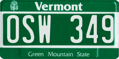 VT license plate OSW349