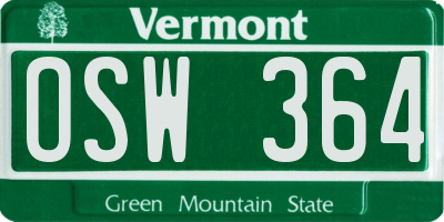 VT license plate OSW364