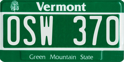 VT license plate OSW370
