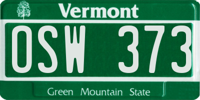 VT license plate OSW373