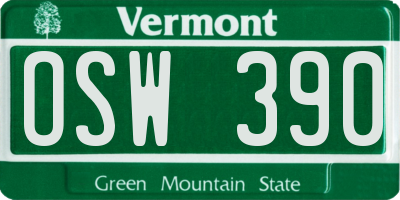 VT license plate OSW390