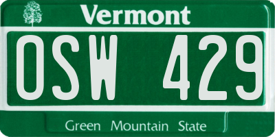 VT license plate OSW429