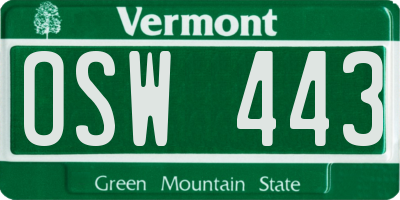 VT license plate OSW443