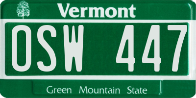 VT license plate OSW447