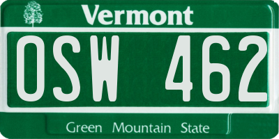 VT license plate OSW462