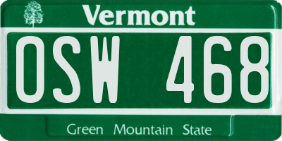 VT license plate OSW468