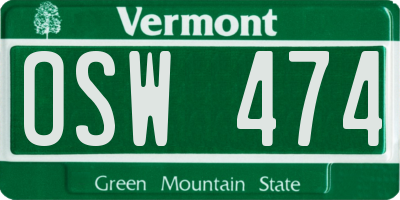 VT license plate OSW474
