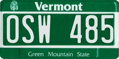 VT license plate OSW485
