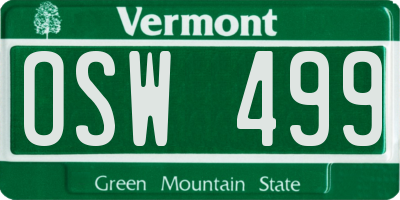 VT license plate OSW499