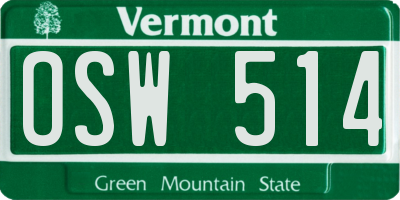 VT license plate OSW514