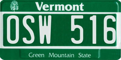 VT license plate OSW516