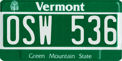 VT license plate OSW536