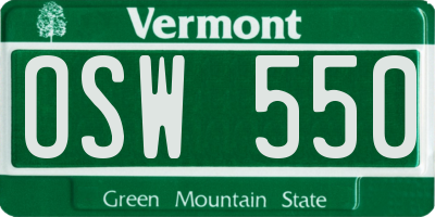 VT license plate OSW550