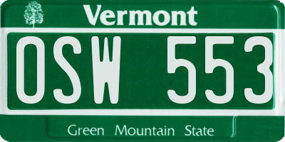 VT license plate OSW553