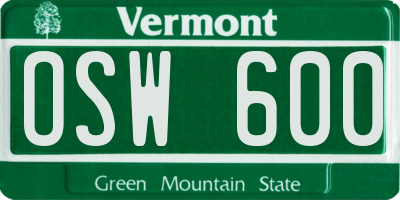 VT license plate OSW600
