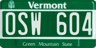 VT license plate OSW604