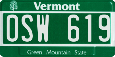 VT license plate OSW619