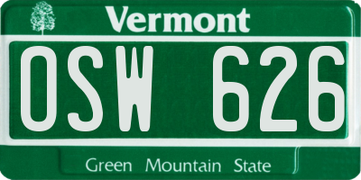 VT license plate OSW626