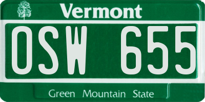 VT license plate OSW655