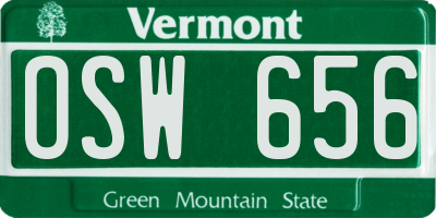 VT license plate OSW656
