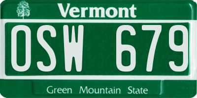 VT license plate OSW679