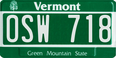 VT license plate OSW718