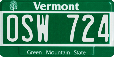 VT license plate OSW724