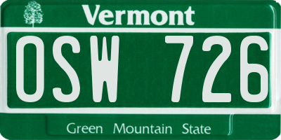 VT license plate OSW726