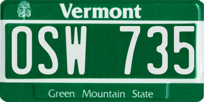 VT license plate OSW735