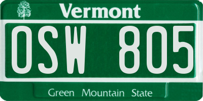 VT license plate OSW805