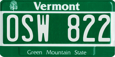 VT license plate OSW822