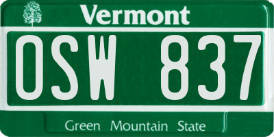 VT license plate OSW837
