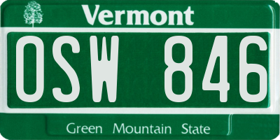 VT license plate OSW846