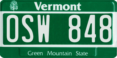 VT license plate OSW848