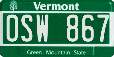 VT license plate OSW867