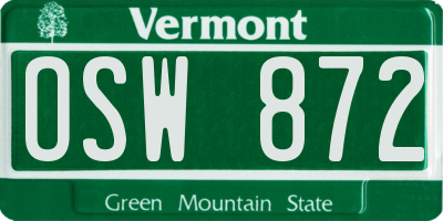 VT license plate OSW872