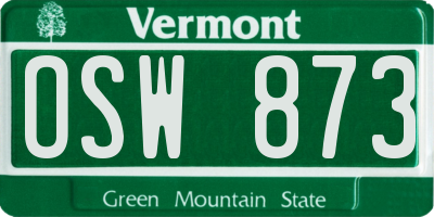 VT license plate OSW873