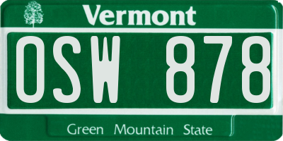 VT license plate OSW878