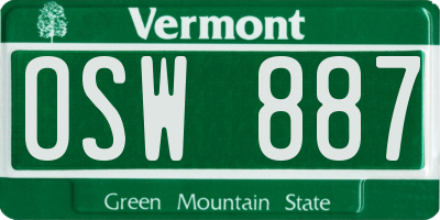 VT license plate OSW887