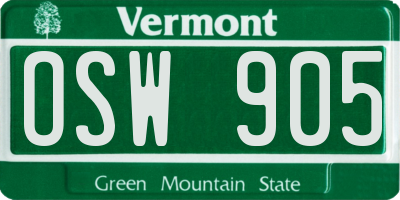 VT license plate OSW905