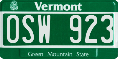 VT license plate OSW923